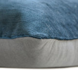 Cozy Cord Blue - Blue Corduroy & Linen Throw Pillow Cover