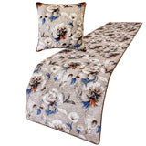 Floral Harmony - Satin Ivory Decorative Bed Runner and Cushion Cover