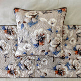 Floral Harmony - Satin Ivory Decorative Bed Runner and Cushion Cover