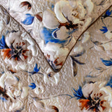 Floral Harmony - Satin Ivory Decorative Bed Runner and Cushion Cover