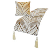 Clarissa Serene - Jacquard Ivory Decorative Bed Runner and Cushion Cover