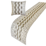 Priscilla Dazzle - Jacquard Ivory Decorative Bed Runner and Cushion Cover