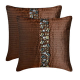 Brown Crystals - Brown Art Silk Throw Cushion Cover