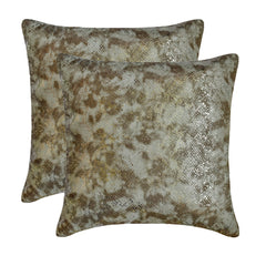 Serpentine Metallica - Silver & Gray Faux Leather Throw Cushion Cover