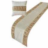 Cascade Pleats - Velvet & Linen Brown Decorative Bed Runner and Cushion Cover
