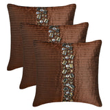 Brown Crystals - Brown Art Silk Throw Cushion Cover