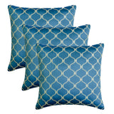 Trellis Tango - Blue Jacquard Throw Cushion Cover