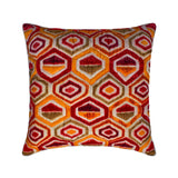 Honey Hexagon - Brown Velvet Throw Pillow Cover