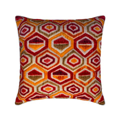 Honey Hexagon - Brown Velvet Throw Pillow Cover