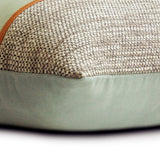 Mint Fresh - Mint Green & Grey Jute & Faux Leather Decorative Euro Sham