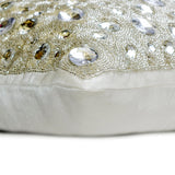 Julielt - White & Silver Silk Lumbar Pillow Cover