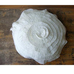 Vintage Ruffles - Crushed Art Silk Ivory Decorative Round Cushion Cover