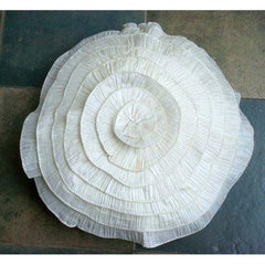 Vintage Ruffles - Crushed Art Silk Ivory Decorative Round Cushion Cover