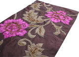 Silk Dupioni Dark Brown Olive Green Fuchsia Pink Decorative Table Runners Blossoms Applique