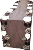 Silk Dupioni Chocolate Brown Ivory Wine Decorative Table Runners Satin Ribbon