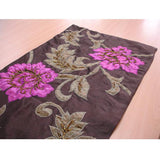 Blossoms Applique - Silk Dupioni Dark Brown, Olive Green, Fuchsia Pink Decorative Table Runners