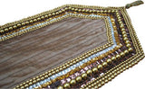 Silk Dupioni Rust Gold Clear Decorative Table Runners Pearl Crystal Sequin