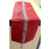 Deep Red Pleated - Silk Dupioni Deep Red, Clear, Smoke Decorative Table Runners