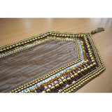 Pearl Crystal Sequin - Silk Dupioni Rust, Gold, Clear Decorative Table Runners