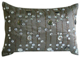 Art Silk Grey Rectangular Decorative Pillows Cover Diamond Dreams