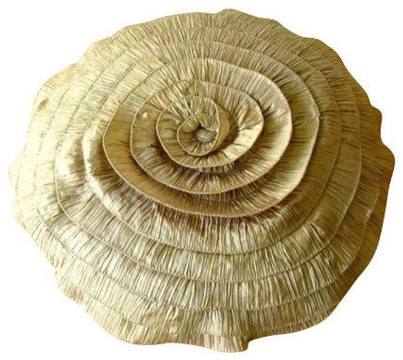 Satin Ruffles - Satin Peach Decorative Round Cushion Cover