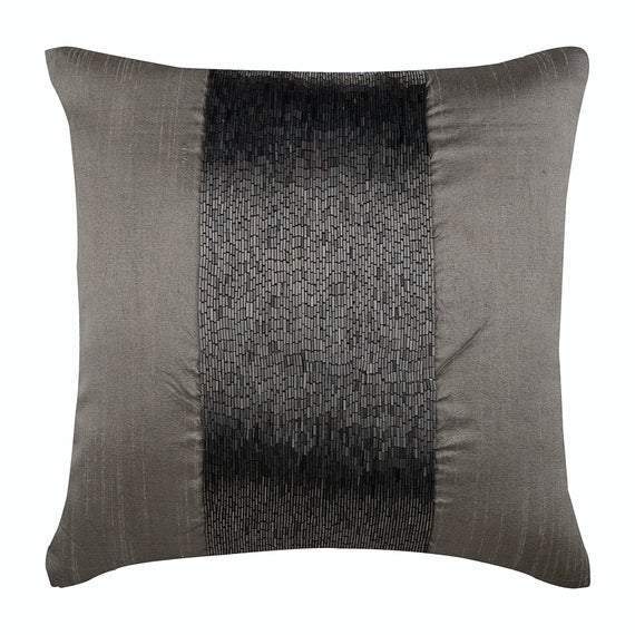 Gunmetal Center - Gray Art Silk Decorative Euro Sham
