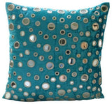 Blue Mirror - Aqua Blue Art Silk Throw Pillow Cover