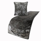 Velvet Grey Damask Modern Bed Runner with Cushion Cover-Foil Damask