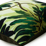 Tropical Girl - Green Cotton Throw Pillow Cover
