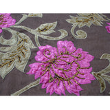 Blossoms Applique - Silk Dupioni Dark Brown, Olive Green, Fuchsia Pink Decorative Table Runners