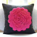 Hot Pink Rose - Beige & Ivory Faux Suede Decorative Euro Sham