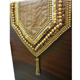 Pearl Crystal Sequin - Silk Dupioni Rust, Gold, Clear Decorative Table Runners