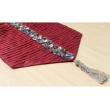 Deep Red Pleated - Silk Dupioni Deep Red, Clear, Smoke Decorative Table Runners