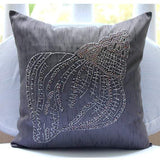 Night Sea Shell - Charcoal Gray Art Silk Decorative Euro Sham