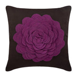 Plum Rose - Purple Faux Suede Throw Pillow Cover