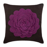 Hot Pink Rose - Beige & Ivory Faux Suede Throw Pillow Cover