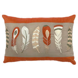 Beige Feather Embroidery - Beige, Orange Cotton Duvet Cover Set