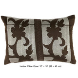 Brown Floral Grudge Embroidery - Brown, Grey Cotton Duvet Cover Set