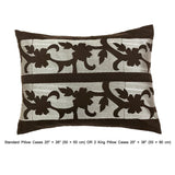 Brown Floral Grudge Embroidery - Brown, Grey Cotton Duvet Cover Set