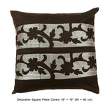 Brown Floral Grudge Embroidery - Brown, Grey Cotton Duvet Cover Set