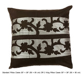 Brown Floral Grudge Embroidery - Brown, Grey Cotton Duvet Cover Set