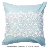 Lace Breeze - Sky Blue, White Cotton Duvet Cover Set