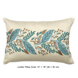 Fern Embroidery - Ivory, Blue, brown Cotton Duvet Cover Set