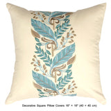 Fern Embroidery - Ivory, Blue, brown Cotton Duvet Cover Set