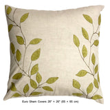Linen Leaf Ivy - Beige, Green Linen Duvet Cover Set