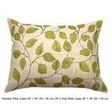 Linen Leaf Ivy - Beige, Green Linen Duvet Cover Set