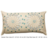 Linen Ferris Wheel - Beige, Metallic Blue Linen Duvet Cover Set