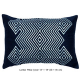 Navy Abstract Embroidery - Blue, Light Blue Cotton Duvet Cover Set