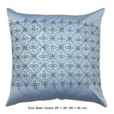 Blue Geometric Embrodiery - Light Blue, Dark Blue Velvet Duvet Cover Set