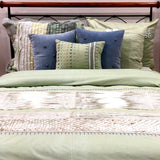 Ribbon Elegance - Green, Multicolor Satin Duvet Cover Set